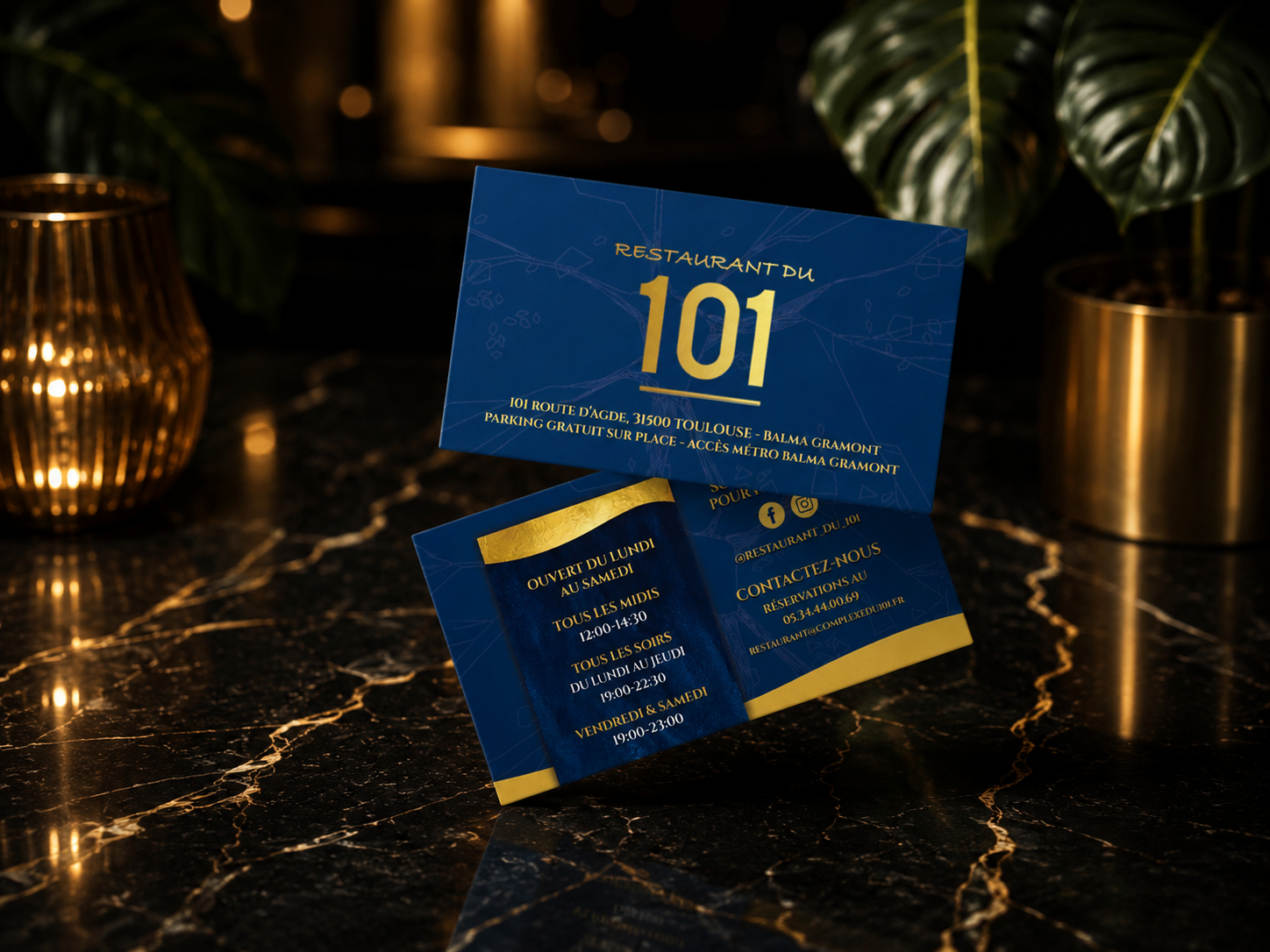 Mockup carte de visite — Restaurant du 101